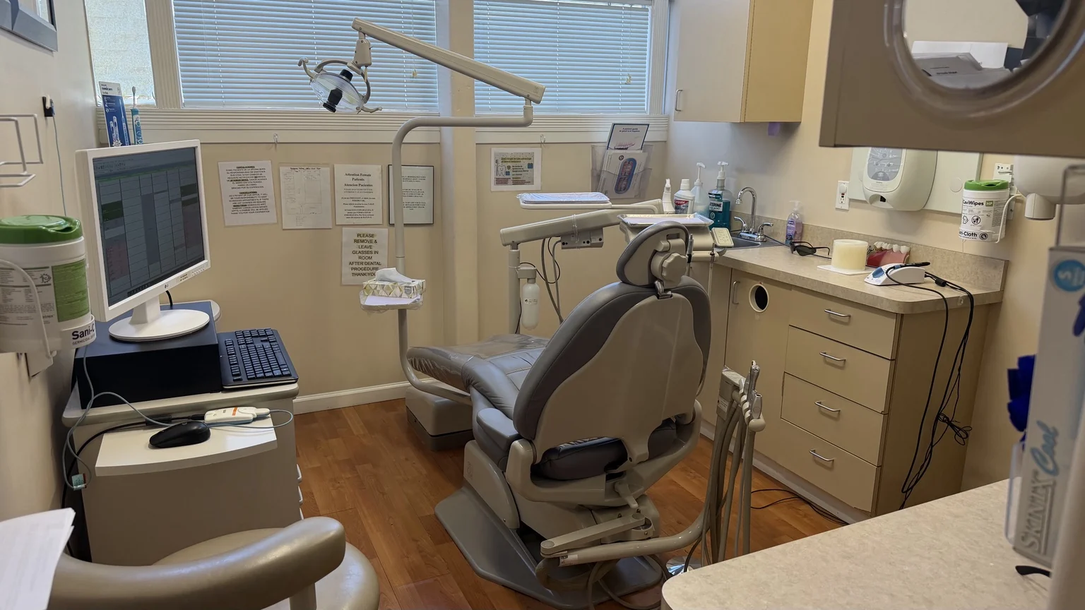 Dental chair and equipment in a Hayward treatment room